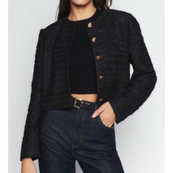 Reformation Trista Tweed Jacket in Black - Picture 12 of 12